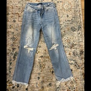 Flying Monkey Light Blue Distressed Straight Leg Jeans